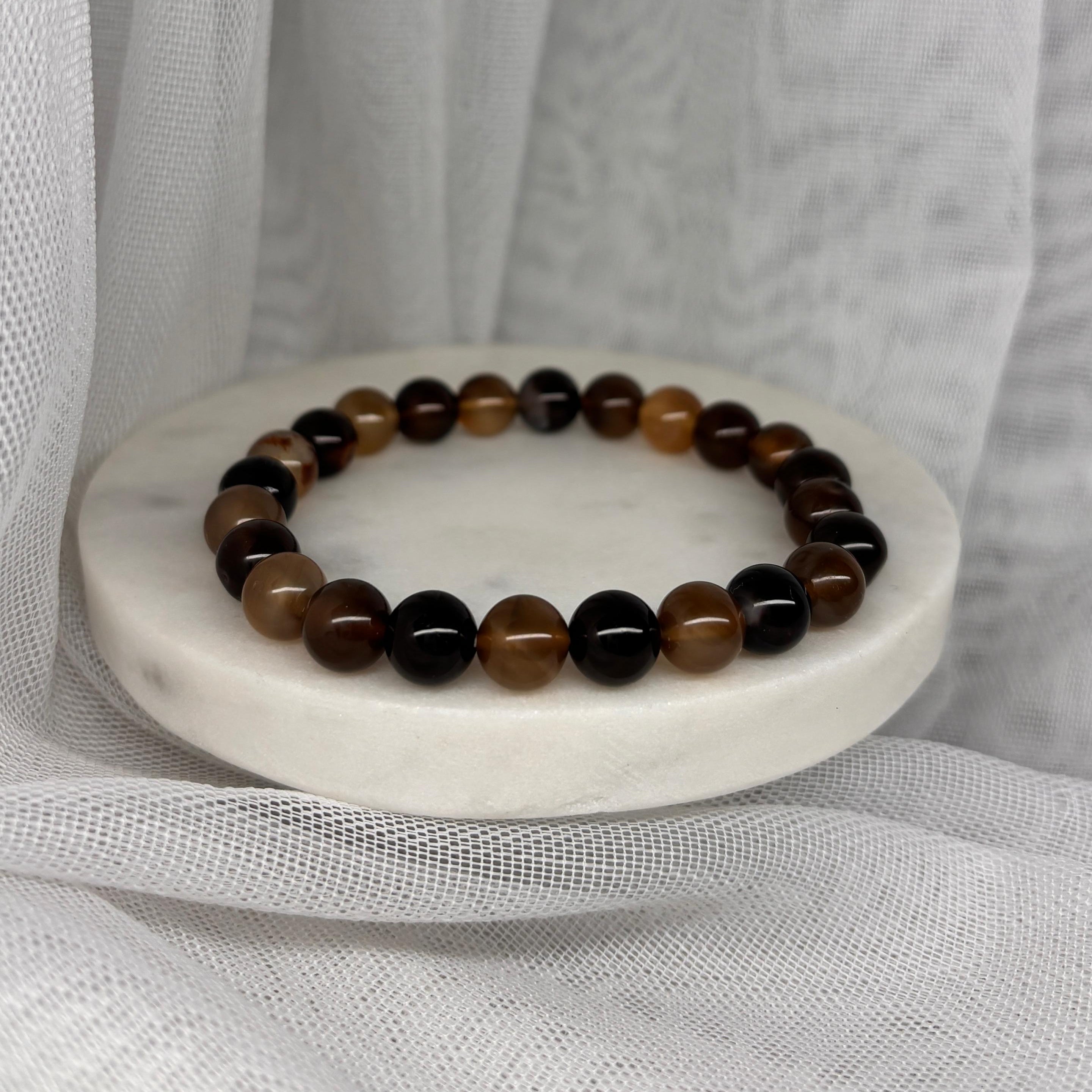 Armband aus natürlichen Edelsteinen - Brauner Achat